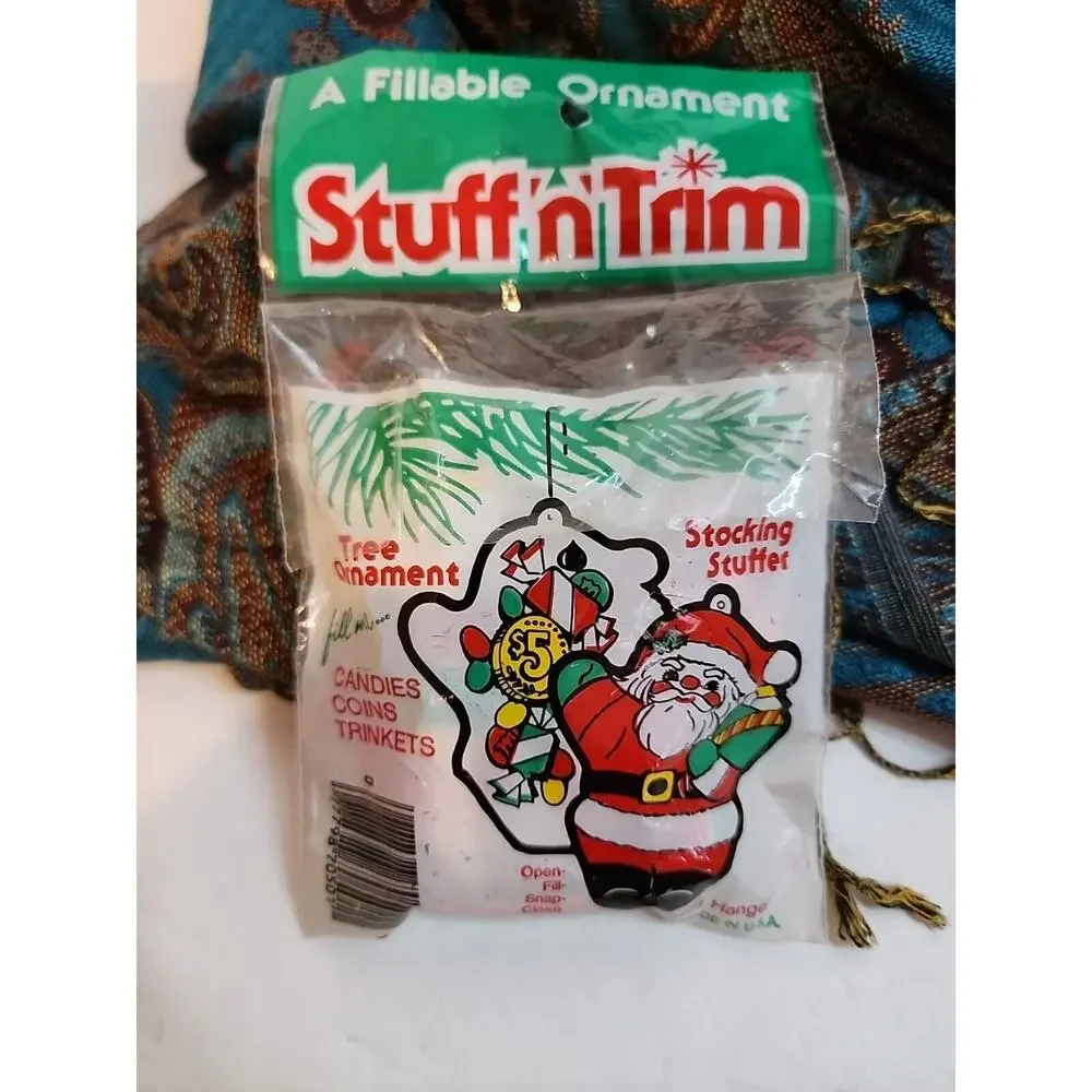 VTG Stuff N Trim Fillable Christmas Ornaments Made In USA Hard Plastic Lot Of 3